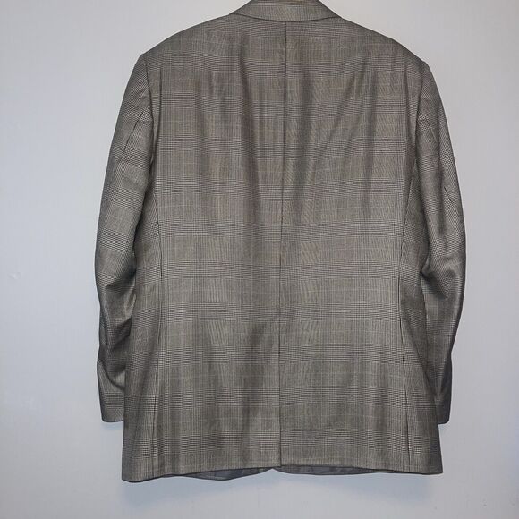 W.H. Belk Blazer Suit Jacket 44R Silk Wool Blend Houndstooth Nailhead Windowpane - Picture 5 of 8